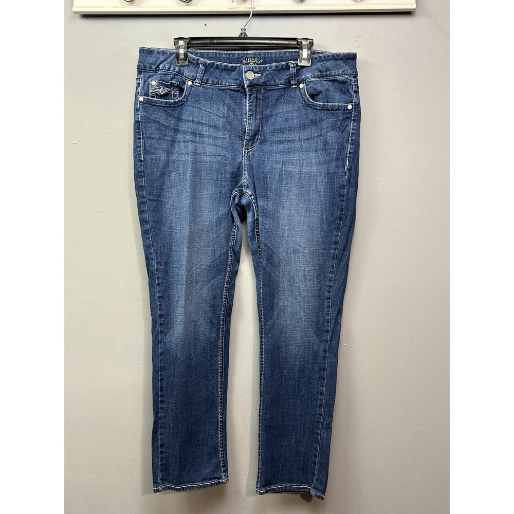 Riders‎ By Lee Jeans Womens 18M Blue Mid Rise Skinny Stretch Distressed Denim